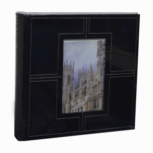 Фотоалбум 200 бр. 10х15 черен с прозорче кожен